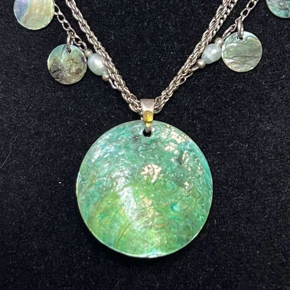 Lia Sophia Triple Strand Silver Tone And Mop Necklace (4269) - Picture 5 of 8